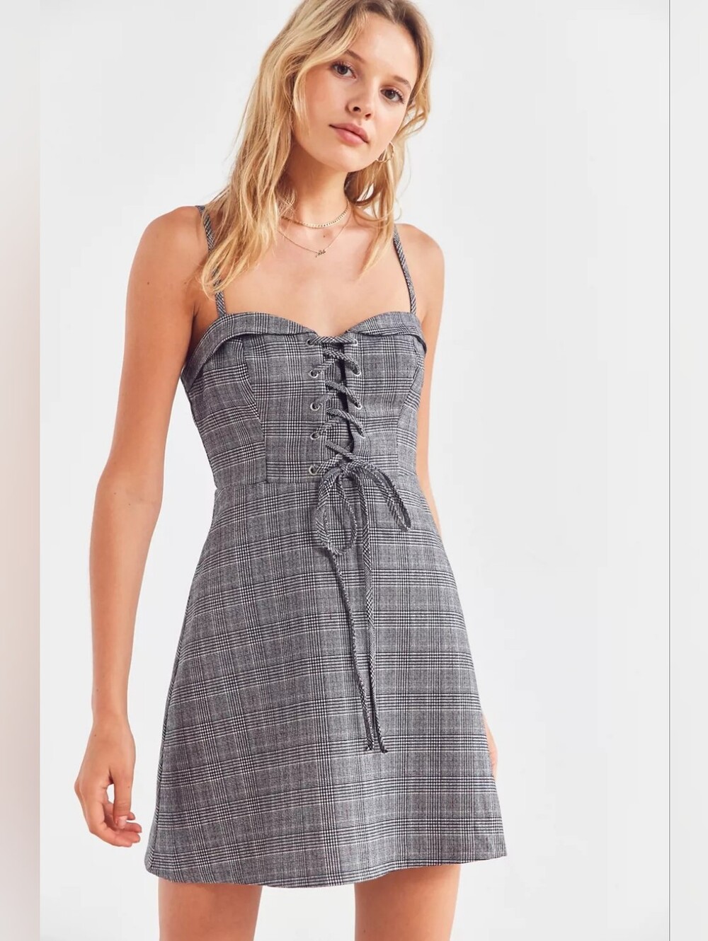 🏷️Urban Outfitters Cooperative Plaid Corset Mini Dress Size 0